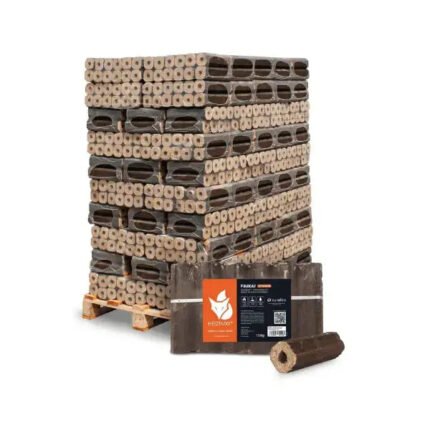 Heizfuxx PiniKay Quadro Holzbriketts Hartholz – 960 kg Palette (96×10 kg), Heizwert ≥4,8 kWh/kg, Vierkant mit Loch Heizfuxx