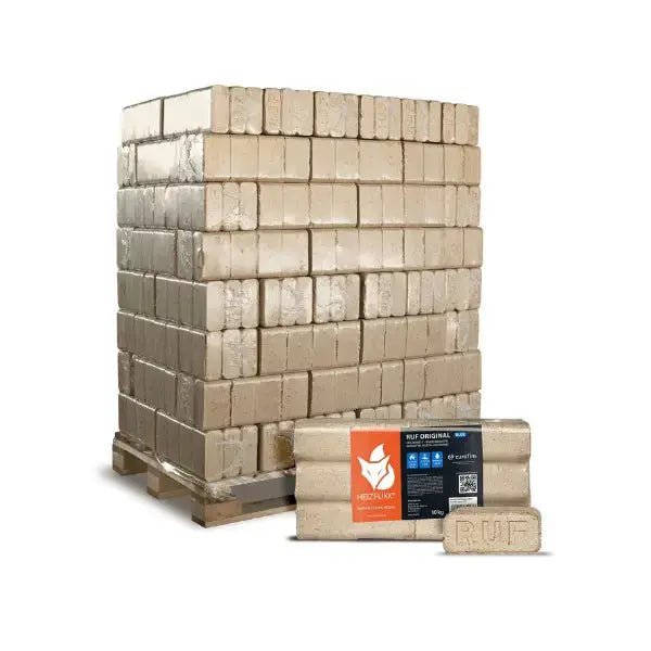 Heizfuxx RUF Original Blue Holzbriketts Hartholz – Heizwert ≥4,8 kWh/kg, geringe Restfeuchte, Premium RUF-Briketts Heizfuxx