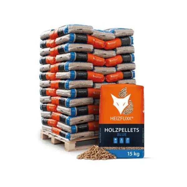 Heizfuxx Holzpellets Blue ENplus A1 – 975 kg Palette (65×15 kg), Heizwert ≥4,6 kWh/kg, Nadelholz Heizfuxx