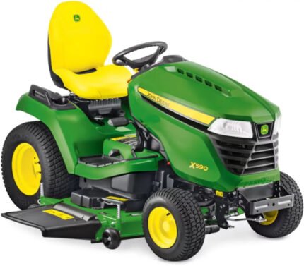 John Deere X590 Rasentraktor mit 137 cm Accel Deep Mähwerk, 23,1 PS Kawasaki EFI Motor, Hydrostat, Allradlenkung John Deere