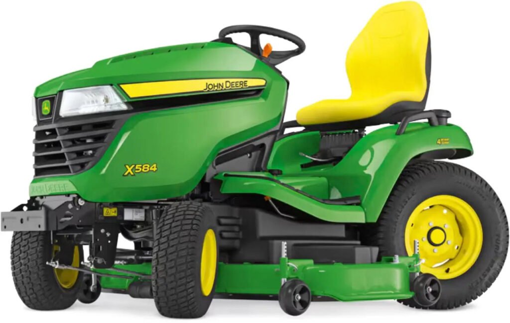 John Deere X584 Rasentraktor mit 137 cm Accel Deep Mähwerk, 22,1 PS Kawasaki Motor, Hydrostat John Deere