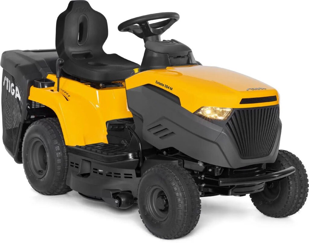 STIGA Rasentraktor Estate 384 M, 84 cm Schnittbreite, 414 cm³ Motor, Schaltgetriebe, inkl. Mulchkit & Anhängerkupplung Stiga