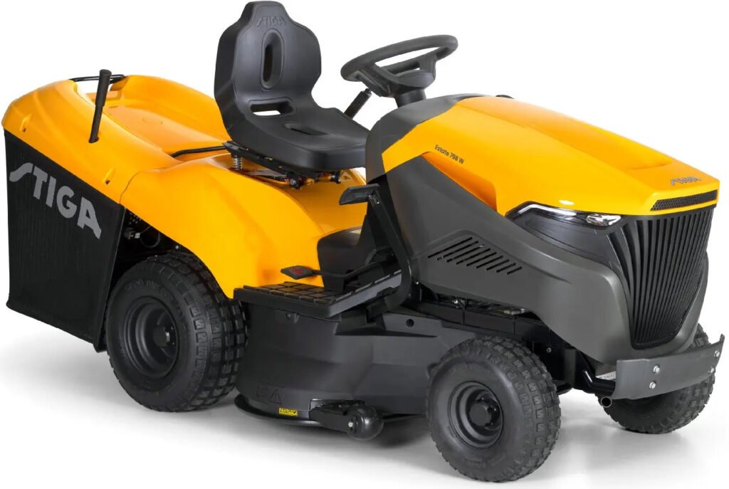 STIGA Rasentraktor Estate 798 W, 98 cm Schnittbreite, 2-Zylinder Motor, Hydrostat, inkl. Mulchkit, Anhängerkupplung & Ladegerät Stiga