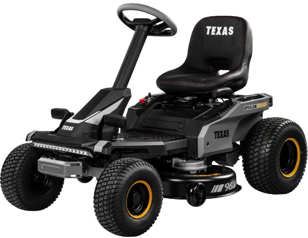 Texas Epsilon R9600Li Akku-Aufsitzmäher, 96 cm Schnittbreite, 72V Lithium-Akku, Mulchen & Seitenauswurf Texas