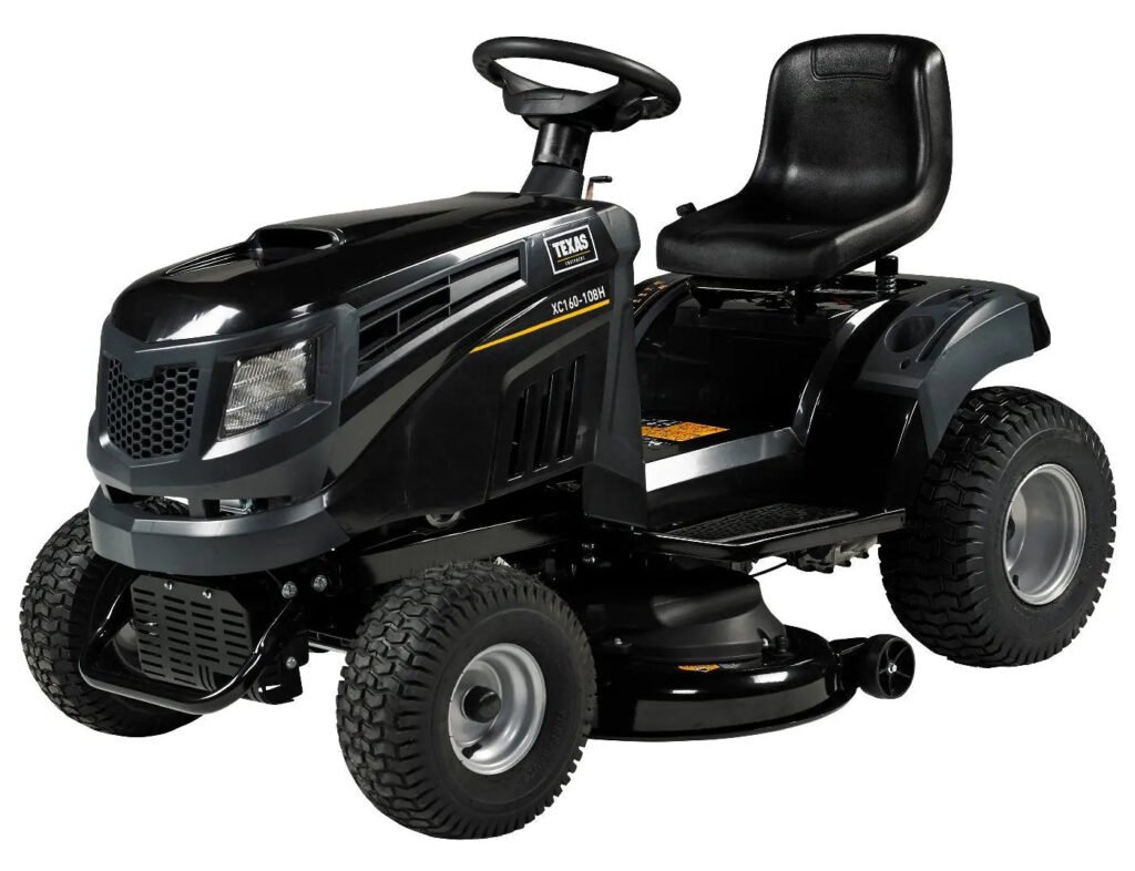 Texas XC160-108H Rasentraktor, 108 cm Schnittbreite, 12,5 PS Benzinmotor, Hydrostat, Seitenauswurf & Mulchkit, inkl. Anhängekupplung Texas